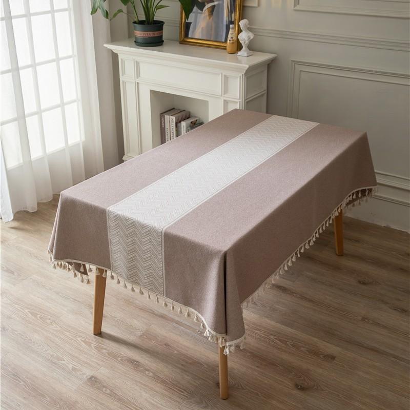 Polyester Jacquard Wavy Fringed Tablecloth Rectangular Coffee Table Dining Table Cloth Cover Lace