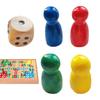Board Game Pieces Wooden 4 Chess Pieces Game Pawns with 1 Dice Board Game Accessories  Portable Checkers Components for Family