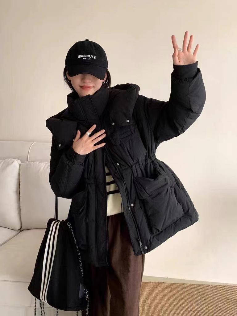 Winter new fashionable versatile thickened white duck down jacket casual medium and long coat women