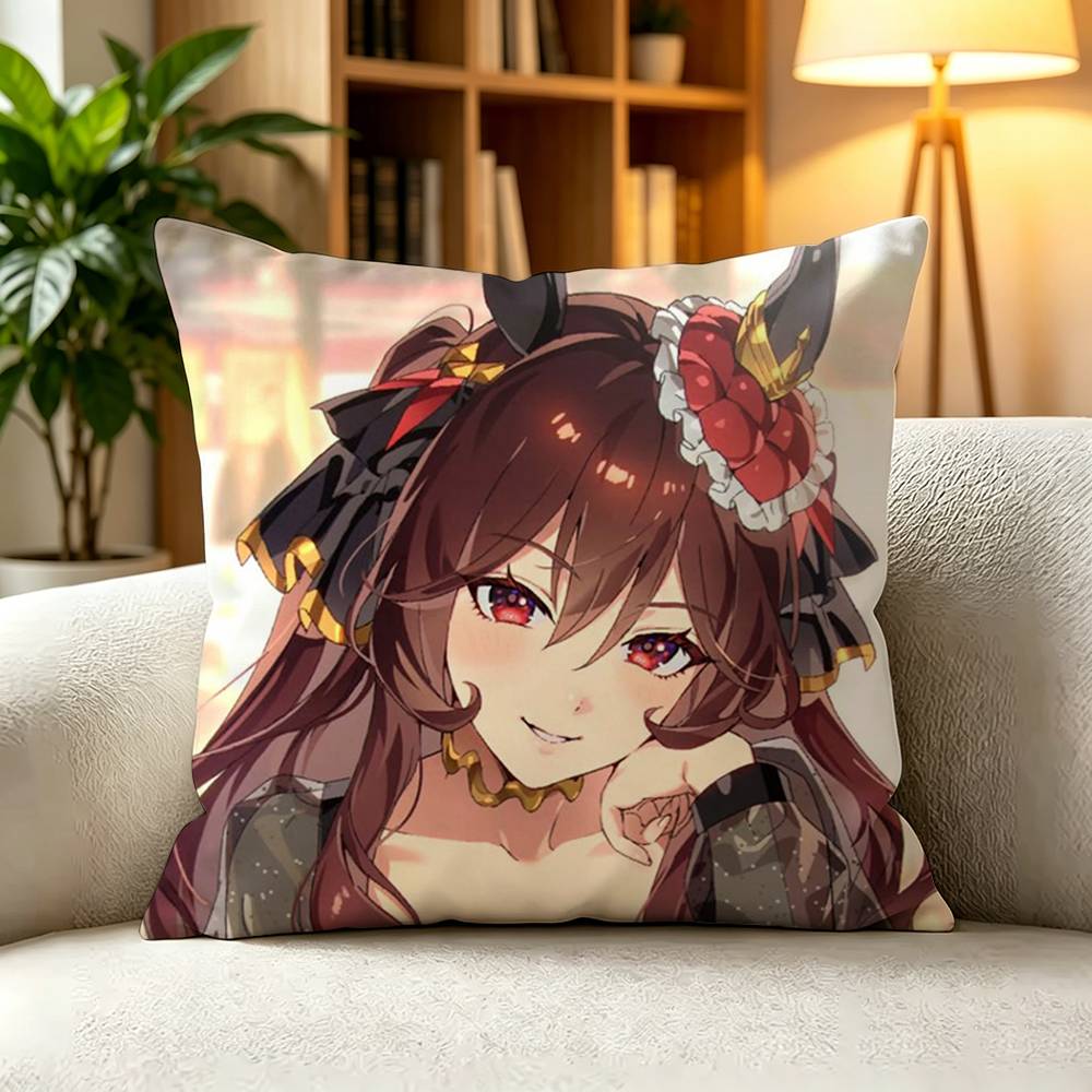 UUmamusume Pretty Derby Uma Musume Game Square DoubleSided printed Pillow Case Bedroom Bedside Pillow Sofa Cushion Cover