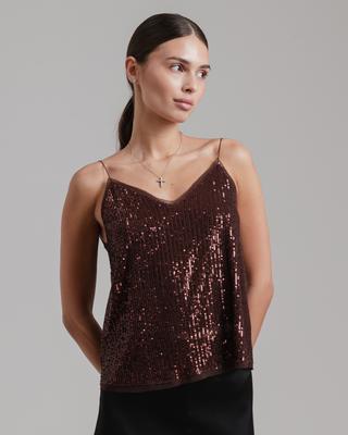 Tílko s flitry Mira Mia 265232 S hnědé