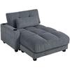 Sofá Cama com Almofadas, Espuma, Conversível em Cama, Porta-copos, Cinza