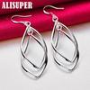 925 Sterling Silver Geometric Surround Twist Drop Earrings Jewelry