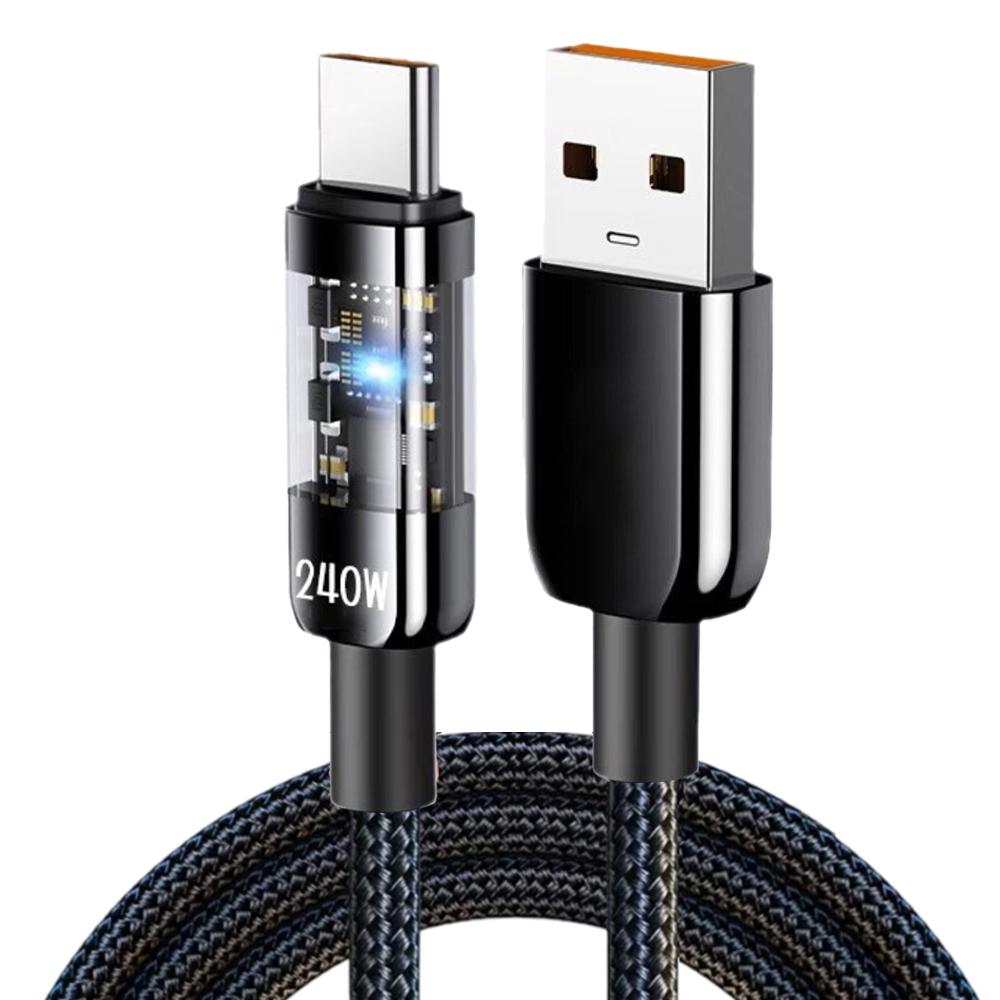 

Nylon Type C USB Cable Max 240W Super Fast Charging Phone Charger Data Line for Samsung Xiaomi Huawei Honor Quick Charge Cables 0.25m