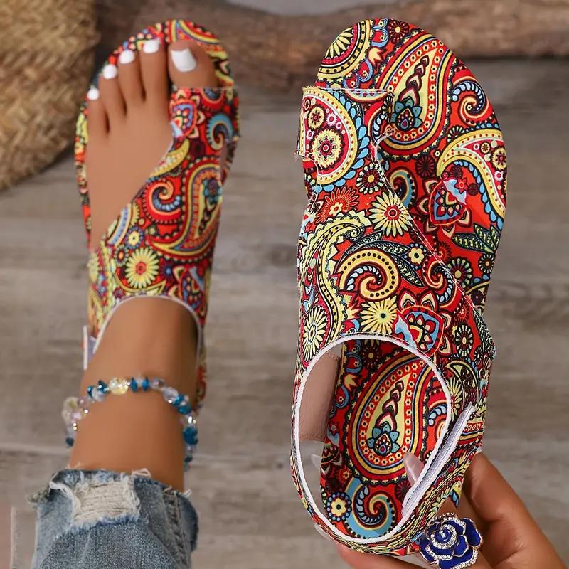 Women Flat Sandals Comfortable Flats Sandals Printed Bohemia Roman Style Shoes for Women Fashion Shoes Sandalias