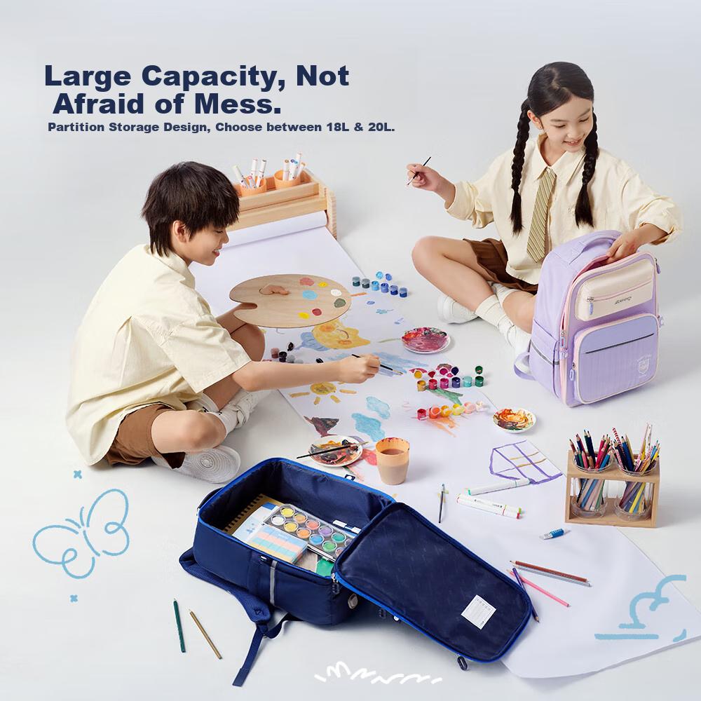 M&G Stationery Elementary School Backpack, Double Shoulder Bag with Spine Protection, Birthday Gift
