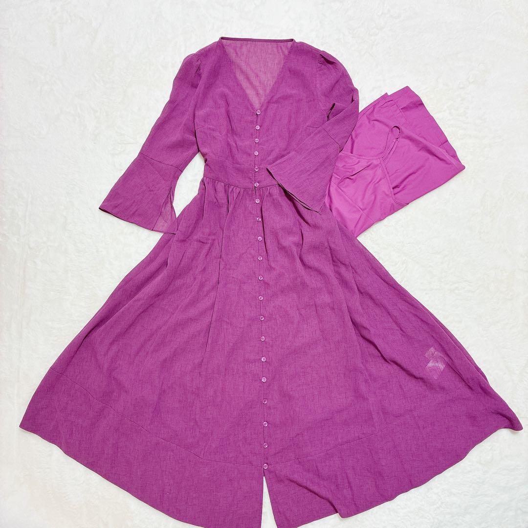 Good condition LILY BROWN Walnut button sheer dress with inner F
