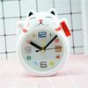 Cute Lucky Cat Alarm Clock Quiet Non-Ticking Movement Kawaii Design for Kids Bedside Nightstand Decor