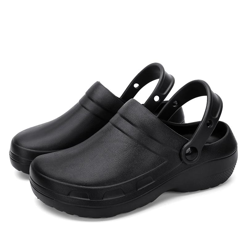 

Мужские садовые сабо, мужская кухонная обувь, водонепроницаемая обувь для шеф-повара, больничная рабочая обувь, уличные сабо для прополки, пляжные сандалии, тапочки 44-45