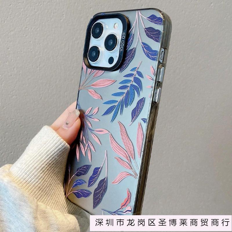 New floral IMD mobile phone case for Apple 16Pro niche iPhone15 colored silver 13/12/11 art 14