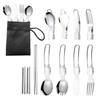 Folding Picnic Tableware Set Flatware Stainless Steel 304 Stainless Steel Spoon With Packaging Bag For Outdoors Picnic Travel