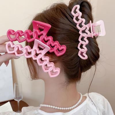 Women Hair Claw Hollow Heart Design Strong Hold Non Slip Hairpins Back Head Shower Hair Clips Hair Accessories