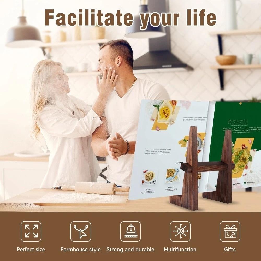 Vintage Wooden Cookbook Holder Decorative Display Stand Picture Frame Holder  Book Reading