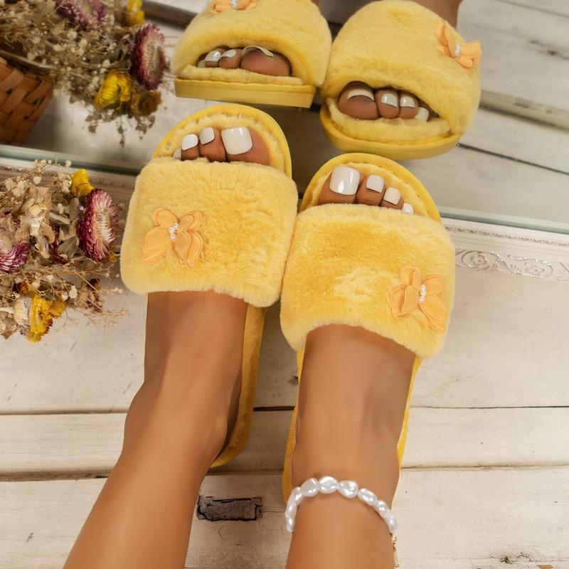 Fashion 2025 New Women's Slippers Women's Fashion Versatile Indoor Home Butterfly Comfortable and Elegant Cotton Slippers