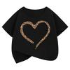 Love Heart Leopard Print Fashion T Shirts Y2k Kids Children's T-shirt Boys Girls Summer Spring Casual Top Tee Shirt