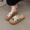 Thick-soled heightening silver cool slippers women's summer wear new high-end Boken one-word sandals