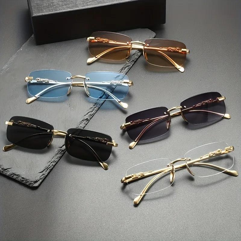 Fashionable square rimless metal glasses suitable for men and women summer decoration suitable for Valentine's Day birthday gift