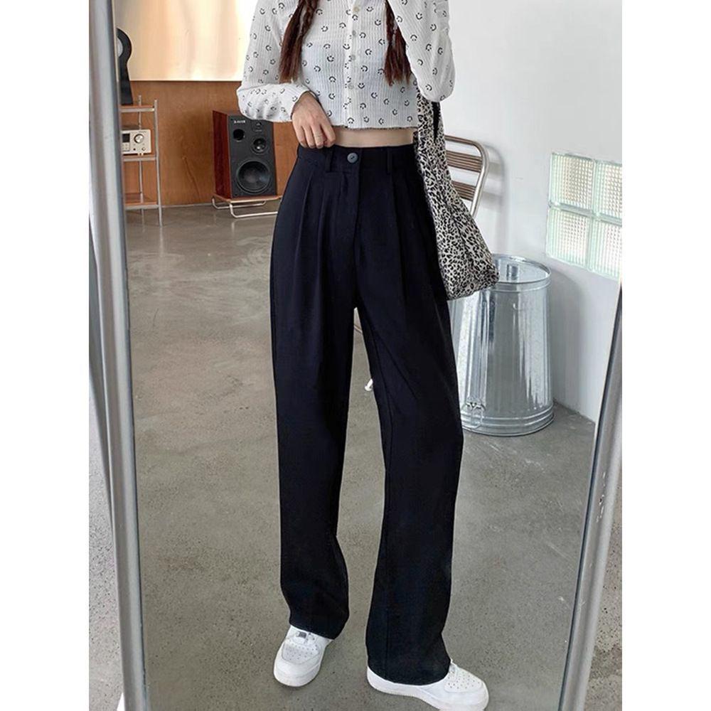 

Women s Retro Design Casual Trousers - 2026 Spring/Autumn Loose Long Pants 2XL чёрный