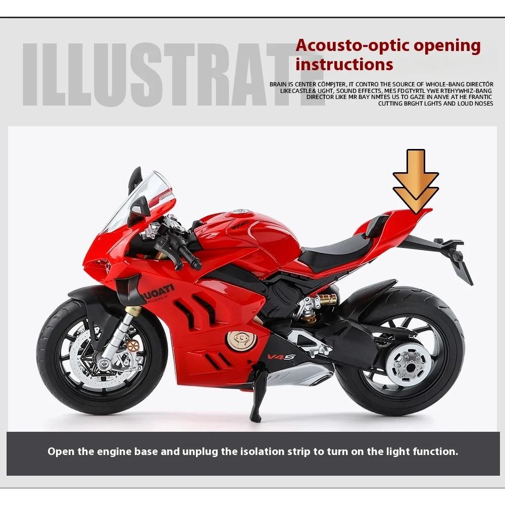 1/9 Scale DUCATI V4S Alloy Motorcycle Model with Lights - Kids' Premium Toy Car Replica, Racing Enthusiast Gift
