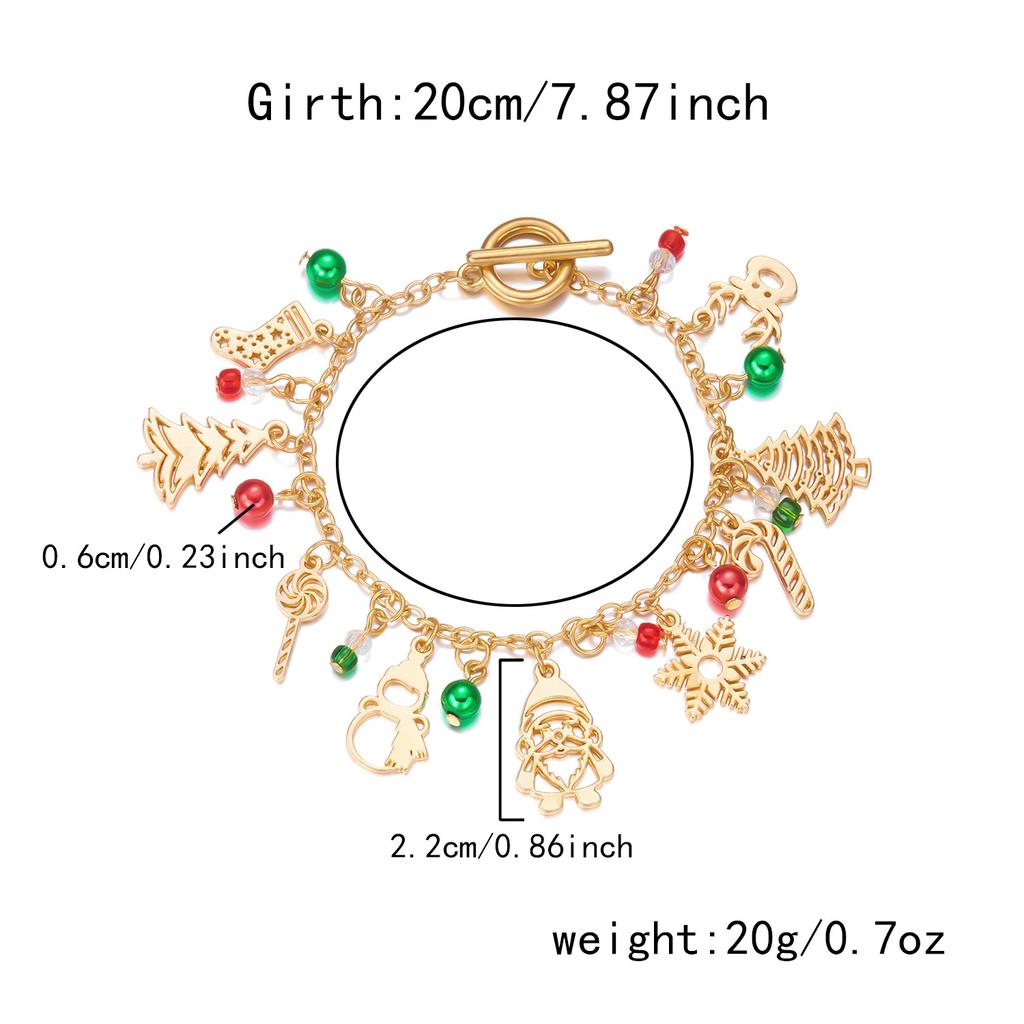 Christmas Bracelet for Women Fashion Elegant Christmas Tree Santa Snowflake Pendant Beaded Bracelets Holiday Party Jewelry Gift for Girls