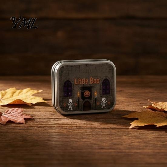 Halloween Decor Mini Ghost Tin Box Set, Little Pocket Cute In A Box, Tiered Tray Display Accessory Miniature Scene Spooky Desktop Decor, Gifts