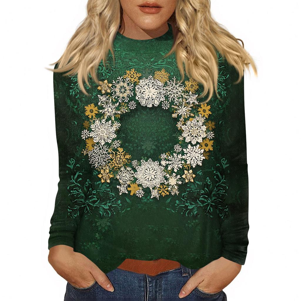 Cămăși de toamnă casual cu mânecă lungă Hanorac cu imprimeu vintage Pulover cu gât înalt