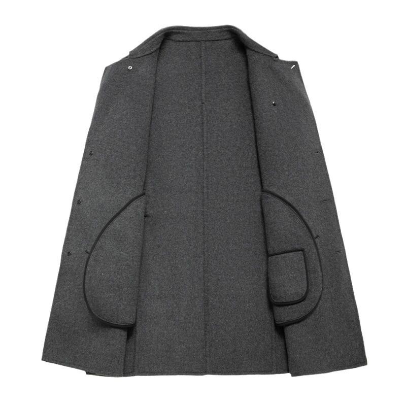 Осенне-зимнее мужское шерстяное пальто ручной работы с двумя сторонами — фото 4