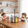 Cup Holder Rack with Wooden Base Modern Rotating Stand Turnable for Pantry