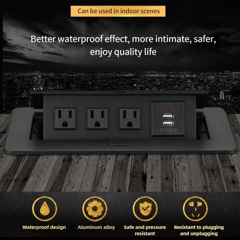 Multi Functional Embedded Desktop Hidden Socket Damping Pop-up Power Socket Charging USB Socket