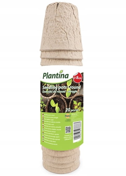 Set of 20 round seedling pots 8cm Biodegradable and natural