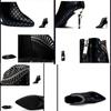 Tacones Altos para Mujer Estampados Patrón de Pavo Real Cuero Botas de Mujer Elegantes Punta Afilada Stilettos Zapatos de Fiesta de Banquete de Otoño para Mujeres