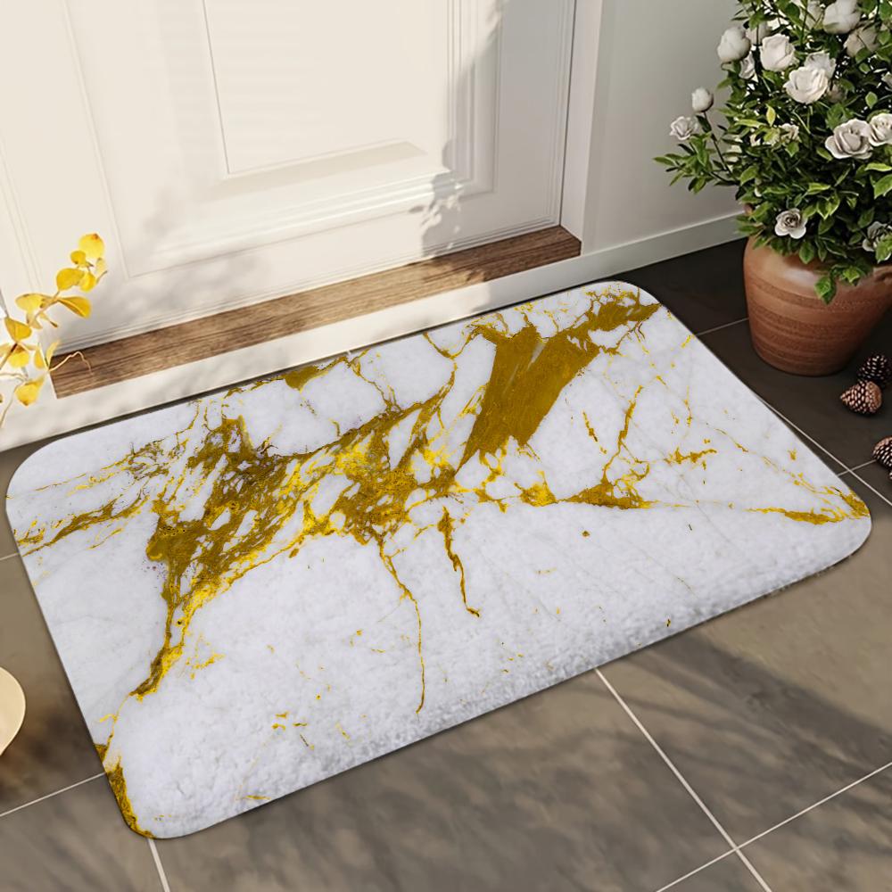 1pc Luxury Golden Marble Bath Mat Absorbent Anti Slip Soft Carpet for Bathroom Kitchen Home Decor Floor Mat