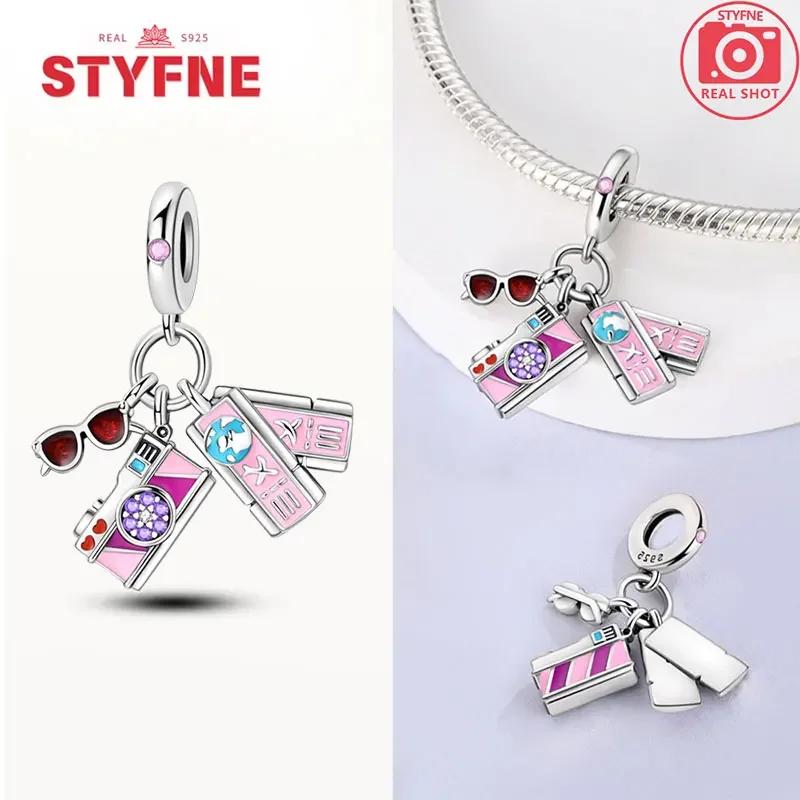 Coppercolorful Travel Luggage Charms Plane Beads Fitoriginal Bracelets Diy Fine Jewelry For Women Gifts