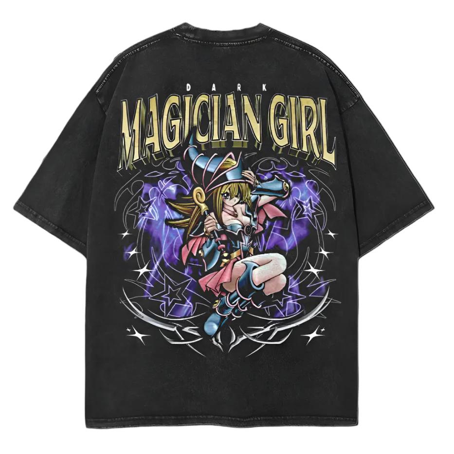 Yu Gi Oh Dark Magician Girl T-shirt Vintage Washed Oversized T Shirt Men's Unisex Clothing High Quality Pure Polyester Tee Tops