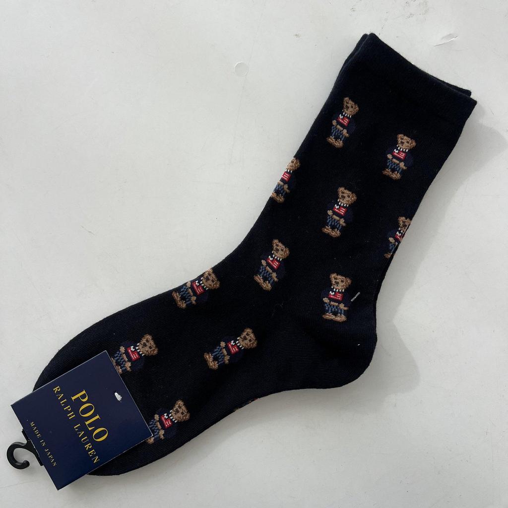 Trendy Mid-Calf Women's Cotton Socks - Four Seasons Style with Cartoon Little Bear Design