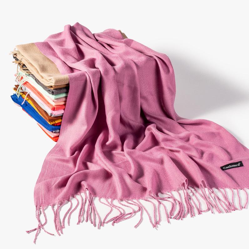 Women's High-End Red Imitation Cashmere Knit Shawl - Versatile & Fashionable