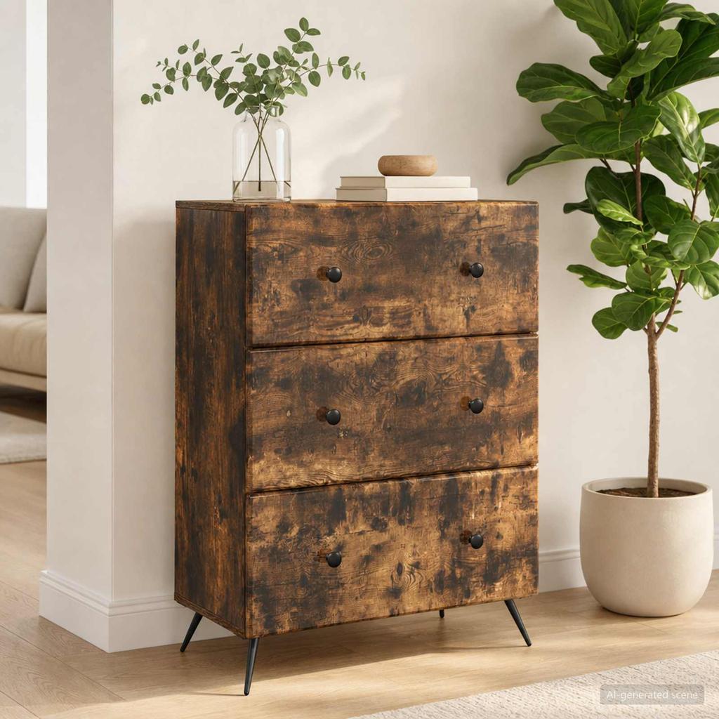 Drawer Cabinet Smoked Oak 66 x 34.5 x 90 cm