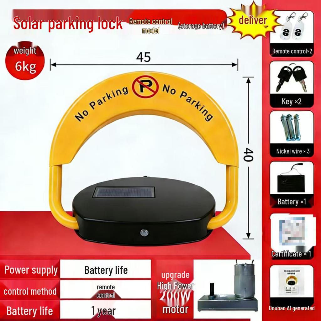Smart Electric Parking Space Lock with Remote Control & No-Drill Installation - Anti-Occupation Induction Model