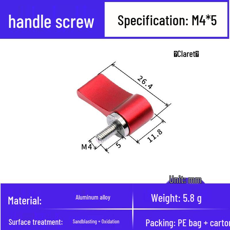 Adjustable L-Shaped Aluminum Handle Screw for Photography Accessories, M4/M5, Quick Release.