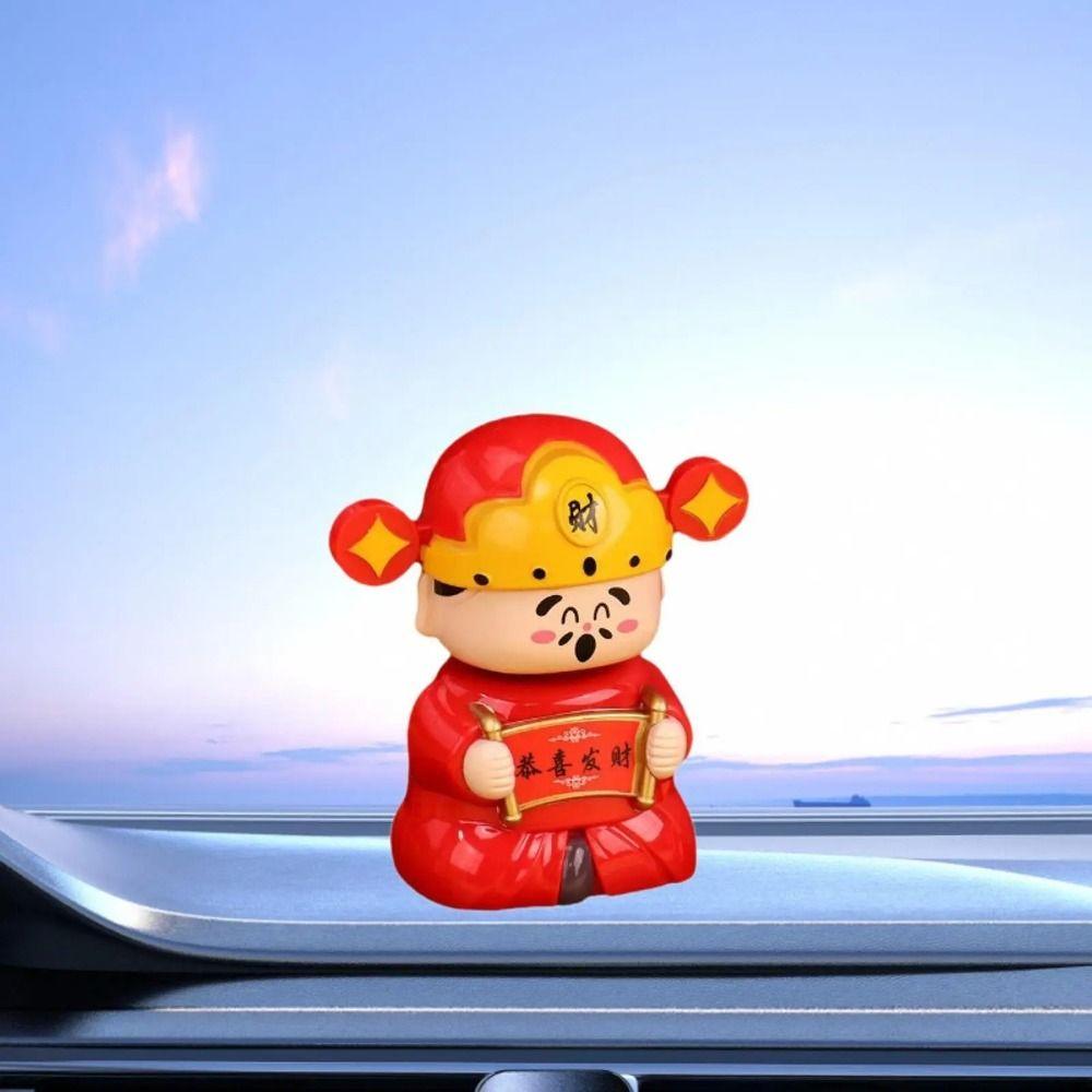 Automatic Nodding Solar God of Wealth Statue New Year Car Ornaments Office Entrance