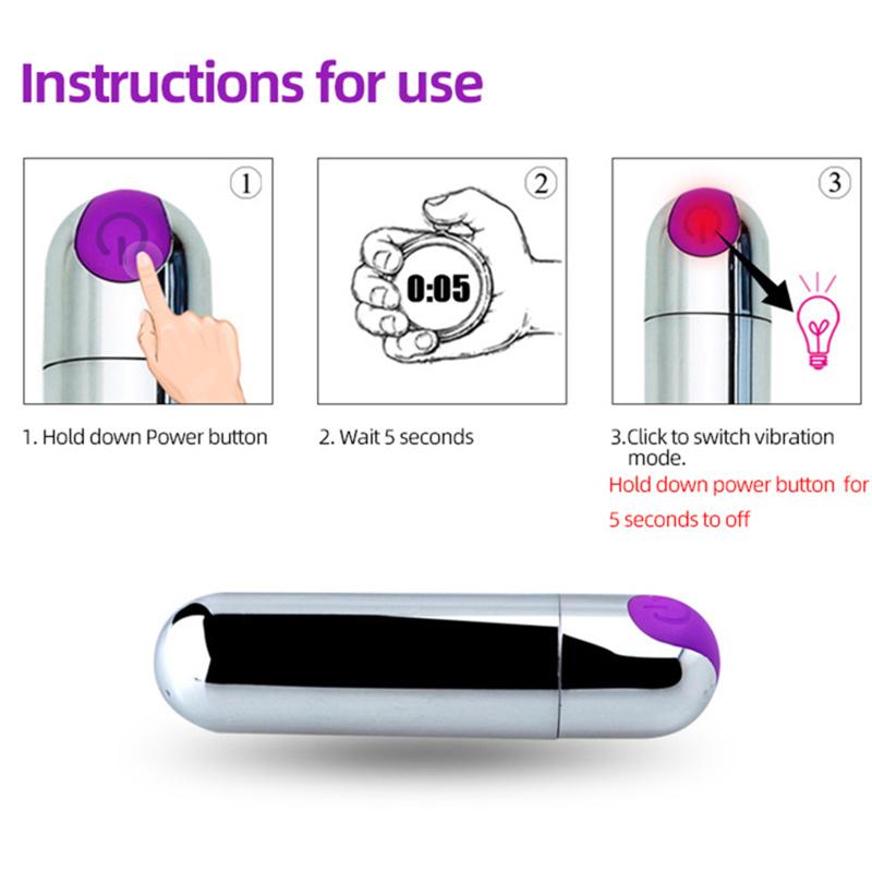 Women Mini Bullet Vibrator 10 Vibration Modes Waterproof Low Noise Adult Sex Toys G-spot Egg