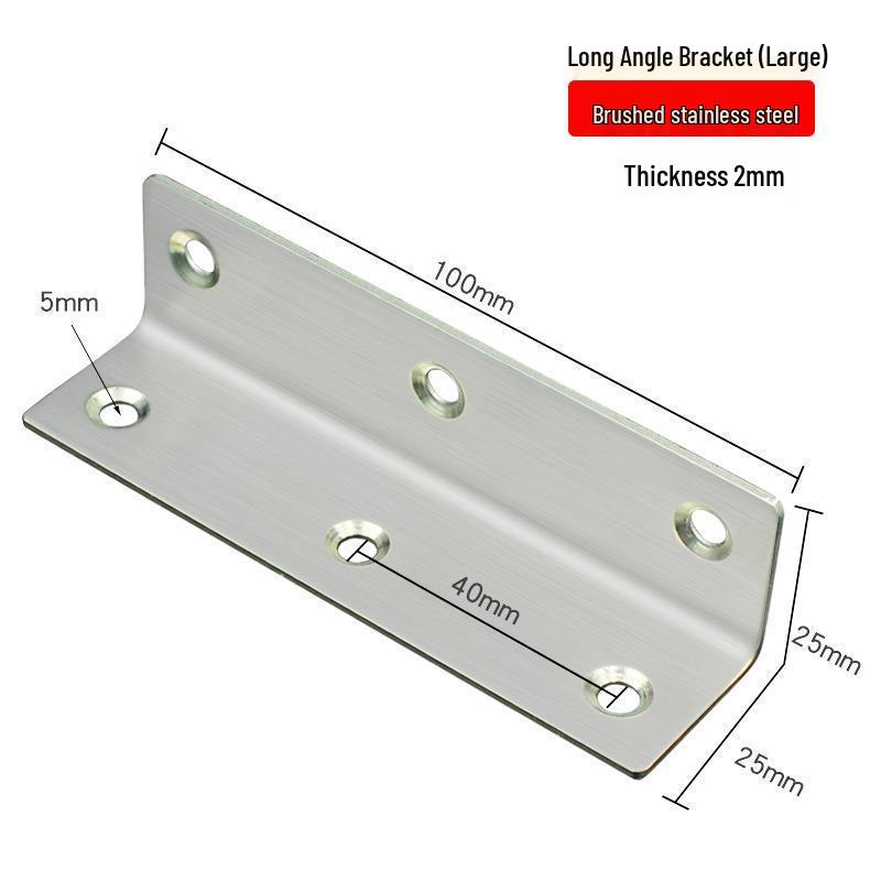 Stainless Steel L-Shaped 6-Hole 90° Angle Bracket for Shelves, Tables, and Chairs