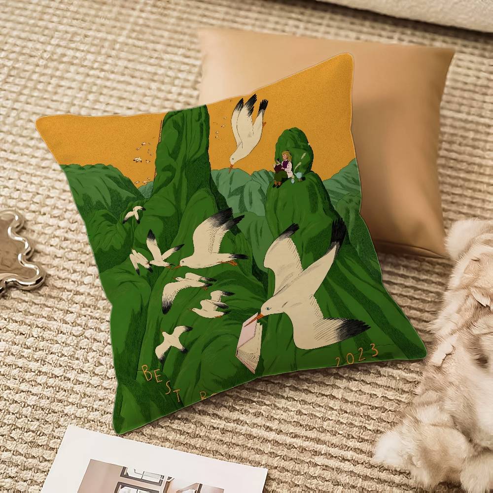 

Зеленый иллюстративный Наволочка Защита от пылевых клещей Невидимая молния Диван-кровать 12x12Inch