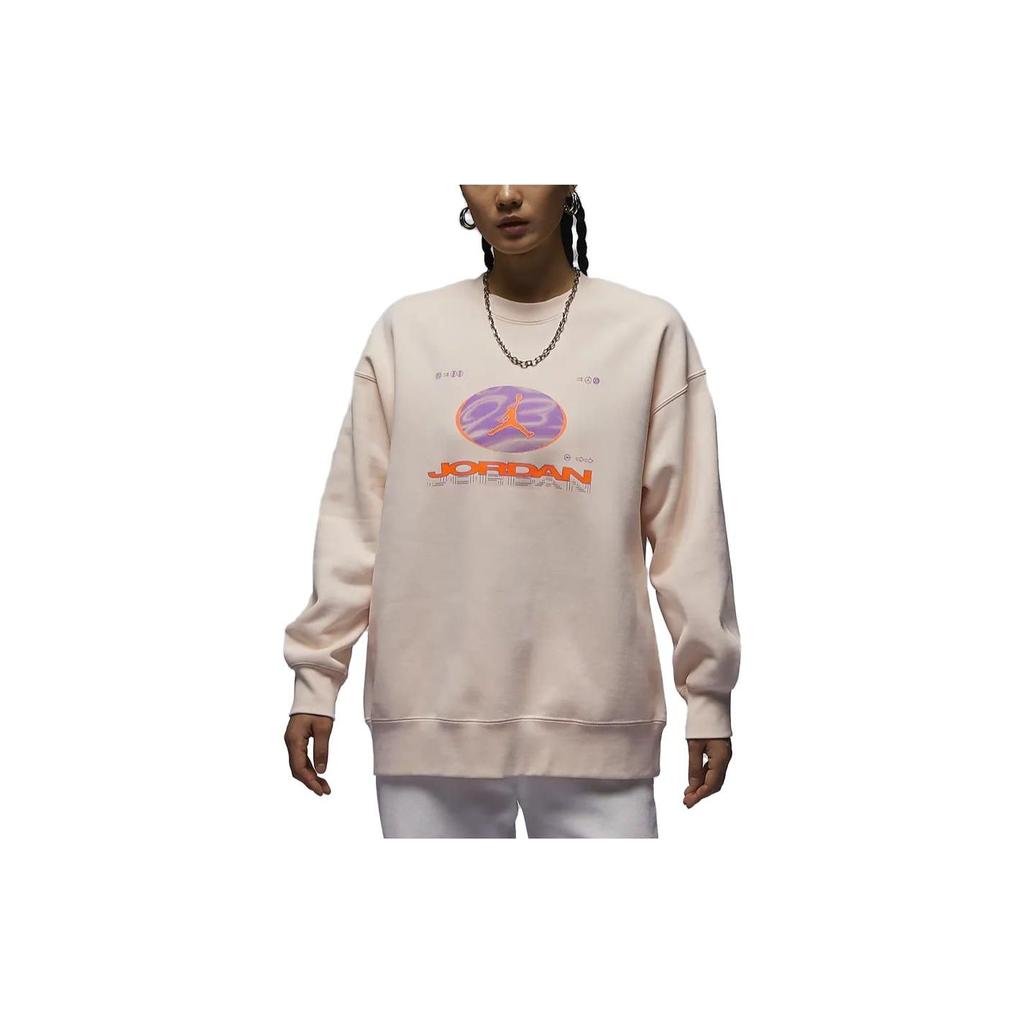Jordan Fearless Letter Print Round Neck Fleece Casual Loose Sweatshirt Women tops Icy-Pomegranate FV4021-823