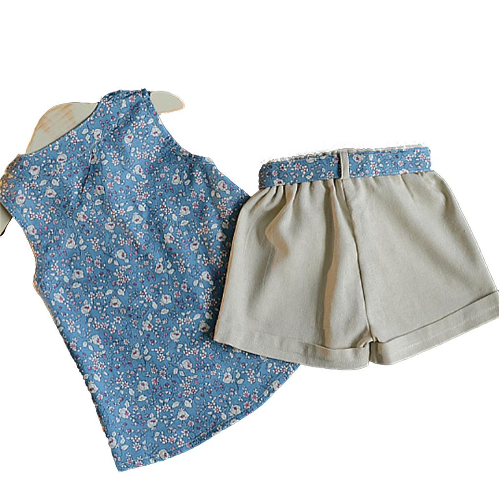 

Toddler Kids Baby Girls Outfit Sleeveless Bow Blouse Tops + Shorts Summer Clothes 110cm
