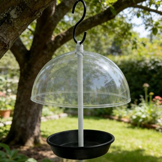 Regulowany karmnik dla ptaków Wiszący karmnik dla ptaków z przezroczystą kopułą chroniącą przed deszczem Zewnętrzna tacka na nasiona dla ptaków do ogrodu, tarasu, dla dzikich ptaków