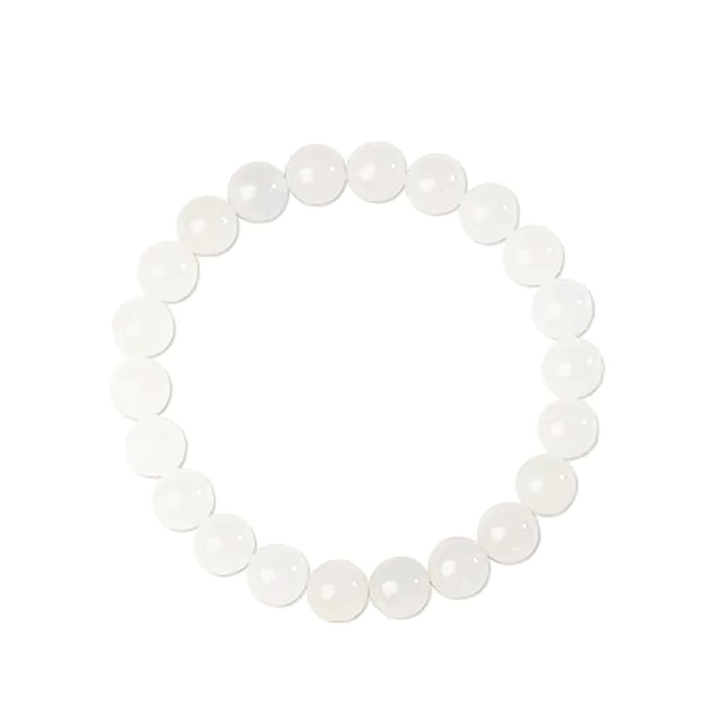 Bracelet made of white natural carefully high diameter 22 good with bead threading wire and New gift 8mm [TANAKA YA] jade, stone, selected, quality,