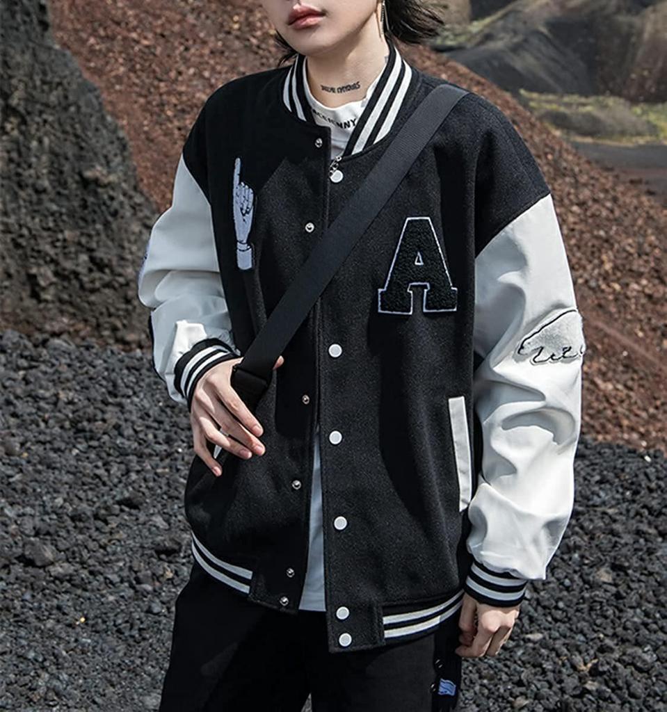 Men's Baseball Uniform College Style Stand Collar Long Sleeve Three-dimensional Embroidered Letter Jacket Jacket Men