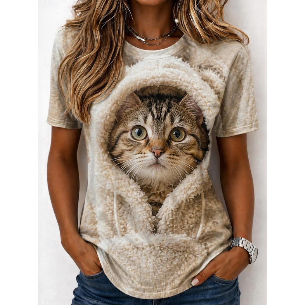 Fashion Women Retro Creative Pet Pattern Print T Shirt Funny Casual O-neck Short Sleeves T-shirt Summer Female Tee Shirt