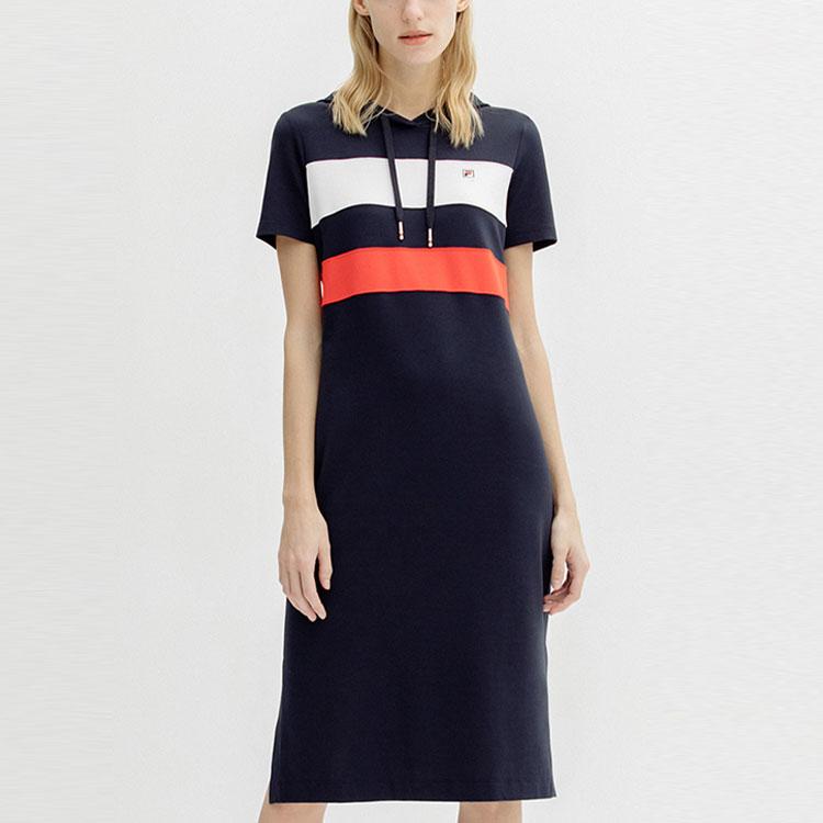 Fila Classic Fashion Sports Hoodie Dress Women Dresses Legendary-Blue F51W221307FNV